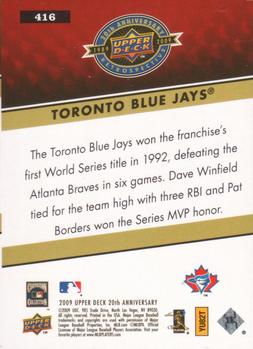 2009 Upper Deck 20th Anniversary #416 Toronto Blue Jays Back
