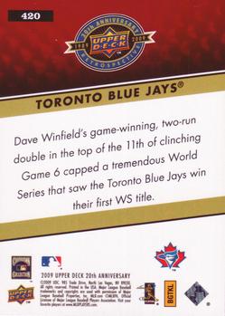 2009 Upper Deck 20th Anniversary #420 Toronto Blue Jays Back