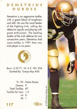 1993-94 Classic Images Four Sport #117 Demetrius DuBose Back
