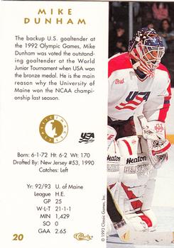 1993-94 Classic Images Four Sport #20 Mike Dunham Back