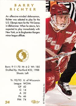 1993-94 Classic Images Four Sport #24 Barry Richter Back