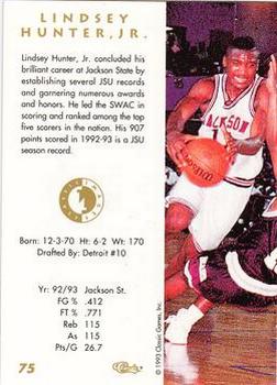 1993-94 Classic Images Four Sport #75 Lindsey Hunter, Jr. Back