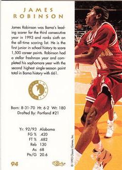 1993-94 Classic Images Four Sport #94 James Robinson Back