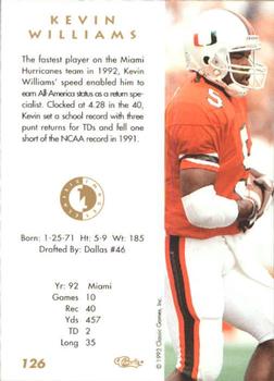1993-94 Classic Images Four Sport #126 Kevin Williams Back