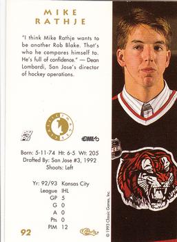 1993-94 Classic Images Four Sport #92 Mike Rathje Back