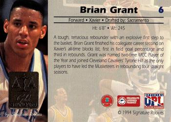 1994 Signature Rookies Gold Standard #6 Brian Grant Back