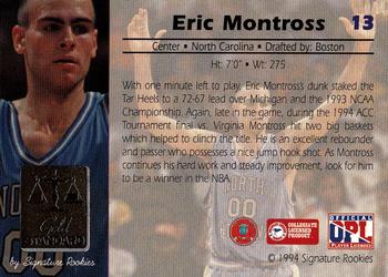 1994 Signature Rookies Gold Standard #13 Eric Montross Back