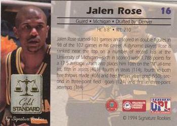 1994 Signature Rookies Gold Standard #16 Jalen Rose Back