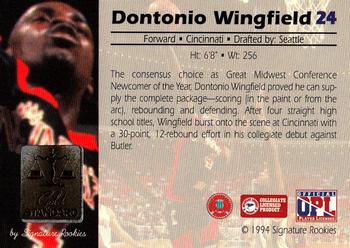 1994 Signature Rookies Gold Standard #24 Dontonio Wingfield Back
