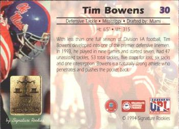 1994 Signature Rookies Gold Standard #30 Tim Bowens Back