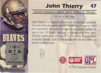 1994 Signature Rookies Gold Standard #47 John Thierry Back