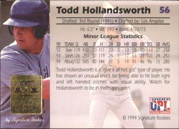 1994 Signature Rookies Gold Standard #56 Todd Hollandsworth Back