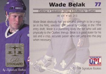 1994 Signature Rookies Gold Standard #77 Wade Belak Back