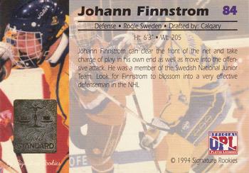 1994 Signature Rookies Gold Standard #84 Johann Finnstrom Back