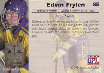 1994 Signature Rookies Gold Standard #85 Edvin Frylen Back