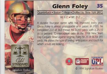 1994 Signature Rookies Gold Standard #35 Glenn Foley Back