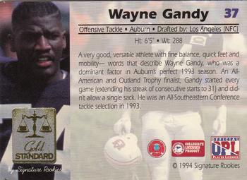 1994 Signature Rookies Gold Standard #37 Wayne Gandy Back