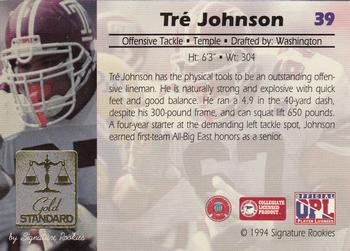 1994 Signature Rookies Gold Standard #39 Tre Johnson Back