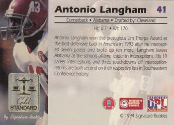 1994 Signature Rookies Gold Standard #41 Antonio Langham Back