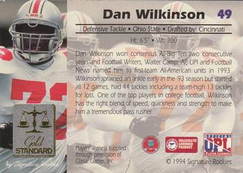 1994 Signature Rookies Gold Standard #49 Dan Wilkinson Back