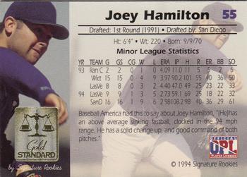 1994 Signature Rookies Gold Standard #55 Joey Hamilton Back