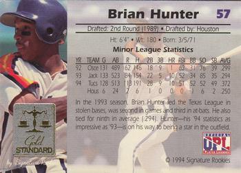 1994 Signature Rookies Gold Standard #57 Brian Hunter Back