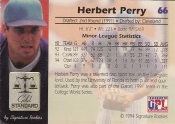 1994 Signature Rookies Gold Standard #66 Herbert Perry Back