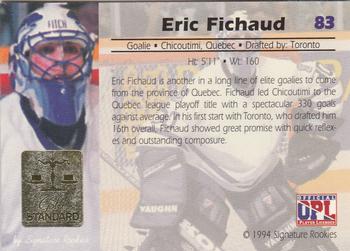 1994 Signature Rookies Gold Standard #83 Eric Fichaud Back