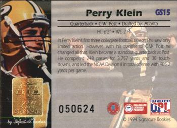 1994 Signature Rookies Gold Standard - Gold Signature #GS15 Perry Klein Back