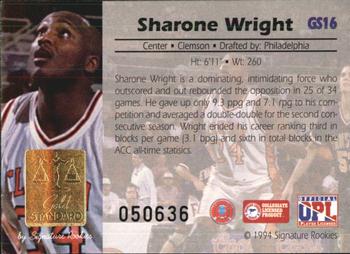 1994 Signature Rookies Gold Standard - Gold Signature #GS16 Sharone Wright Back