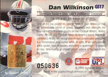 1994 Signature Rookies Gold Standard - Gold Signature #GS17 Dan Wilkinson Back