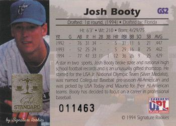 1994 Signature Rookies Gold Standard - Gold Signature #GS2 Josh Booty Back