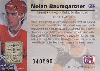 1994 Signature Rookies Gold Standard - Gold Signature #GS4 Nolan Baumgartner Back