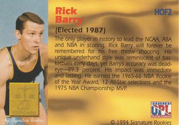 1994 Signature Rookies Gold Standard - Hall of Fame Autographs #HOF2 Rick Barry Back