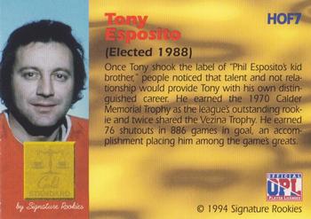 1994 Signature Rookies Gold Standard - Hall of Fame Autographs #HOF7 Tony Esposito Back