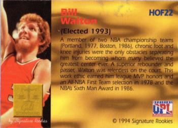 1994 Signature Rookies Gold Standard - Hall of Fame Autographs #HOF22 Bill Walton Back