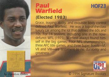 1994 Signature Rookies Gold Standard - Hall of Fame Autographs #HOF23 Paul Warfield Back