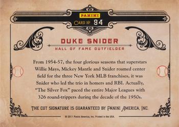 2011 Donruss Limited Cuts #94 Duke Snider Back