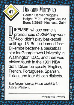 1992 Sports Illustrated for Kids #41 Dikembe Mutombo Back