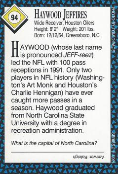 1992 Sports Illustrated for Kids #94 Haywood Jeffires Back