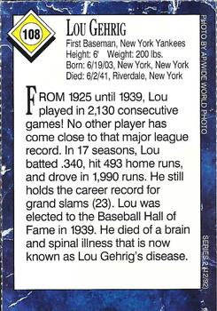 1992 Sports Illustrated for Kids #108 Lou Gehrig Back