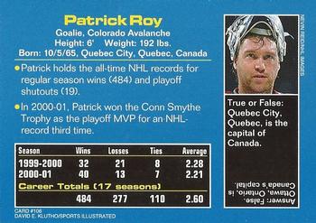 2001 Sports Illustrated for Kids #106 Patrick Roy Back