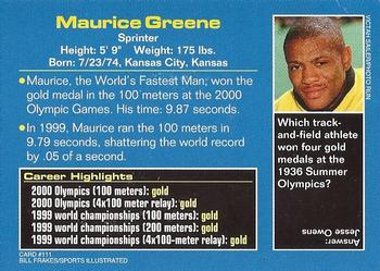 2001 Sports Illustrated for Kids #111 Maurice Greene Back