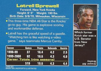 2001 Sports Illustrated for Kids #23 Latrell Sprewell Back