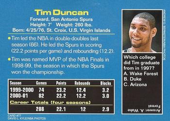 2001 Sports Illustrated for Kids #77 Tim Duncan Back