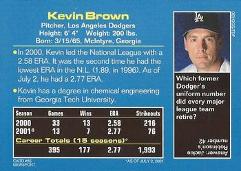 2001 Sports Illustrated for Kids #85 Kevin Brown Back