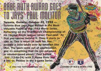 1993 Stadium Club Members Only #NNO Paul Molitor Back