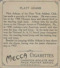 1910 Champions (T218) #NNO Platt Adams Back