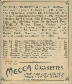 1910 Champions (T218) #NNO Young Corbett Back