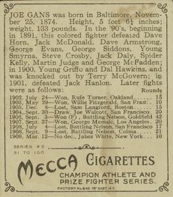1910 Champions (T218) #NNO Joe Gans Back